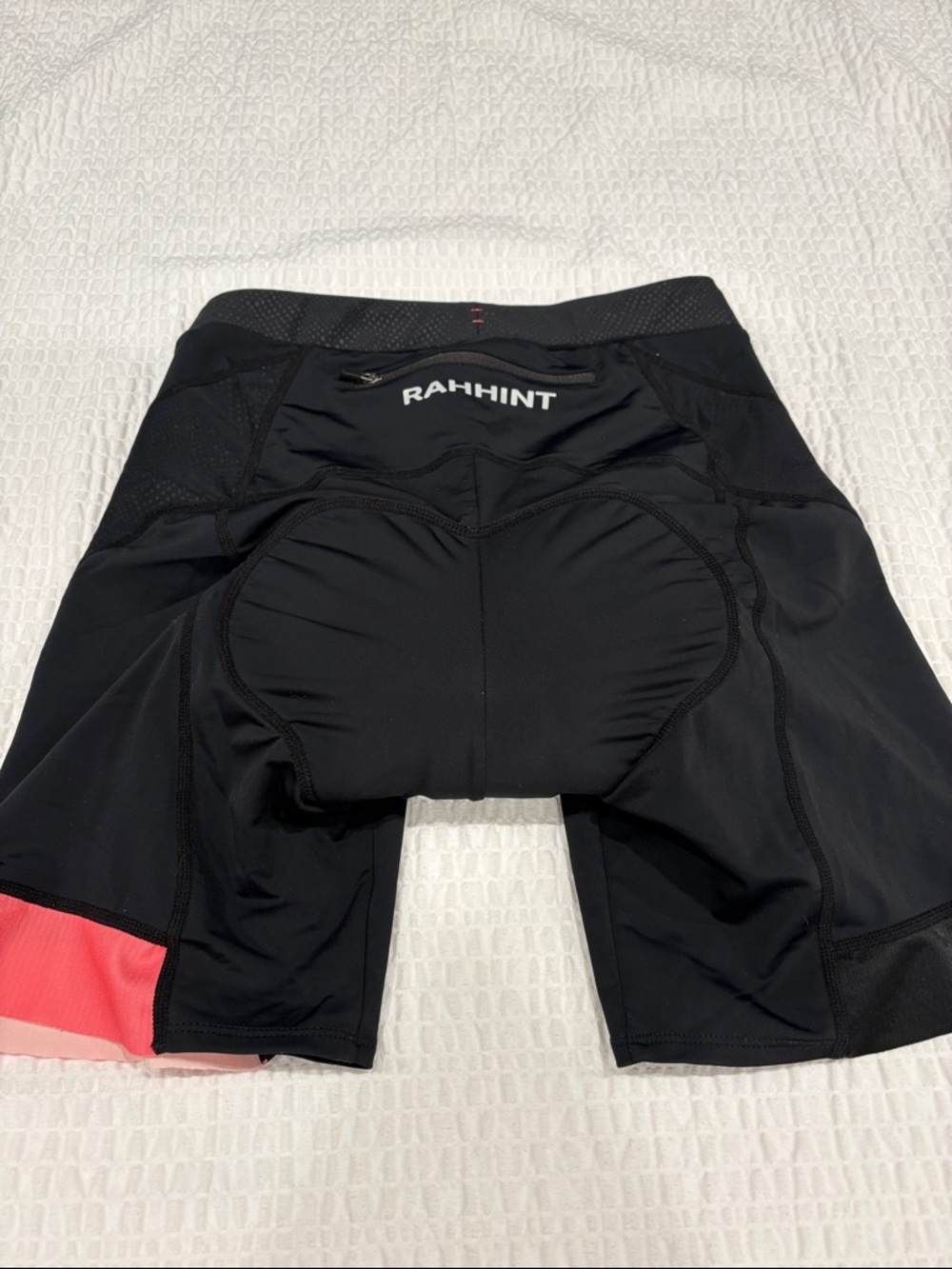 RAHHINT Padded Black Cycling Shorts with Pink Accent Size L
